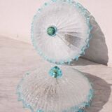 Set of 2 Charming Italian Blu Murano Glass Ceiling Fixture, Murano, 1970