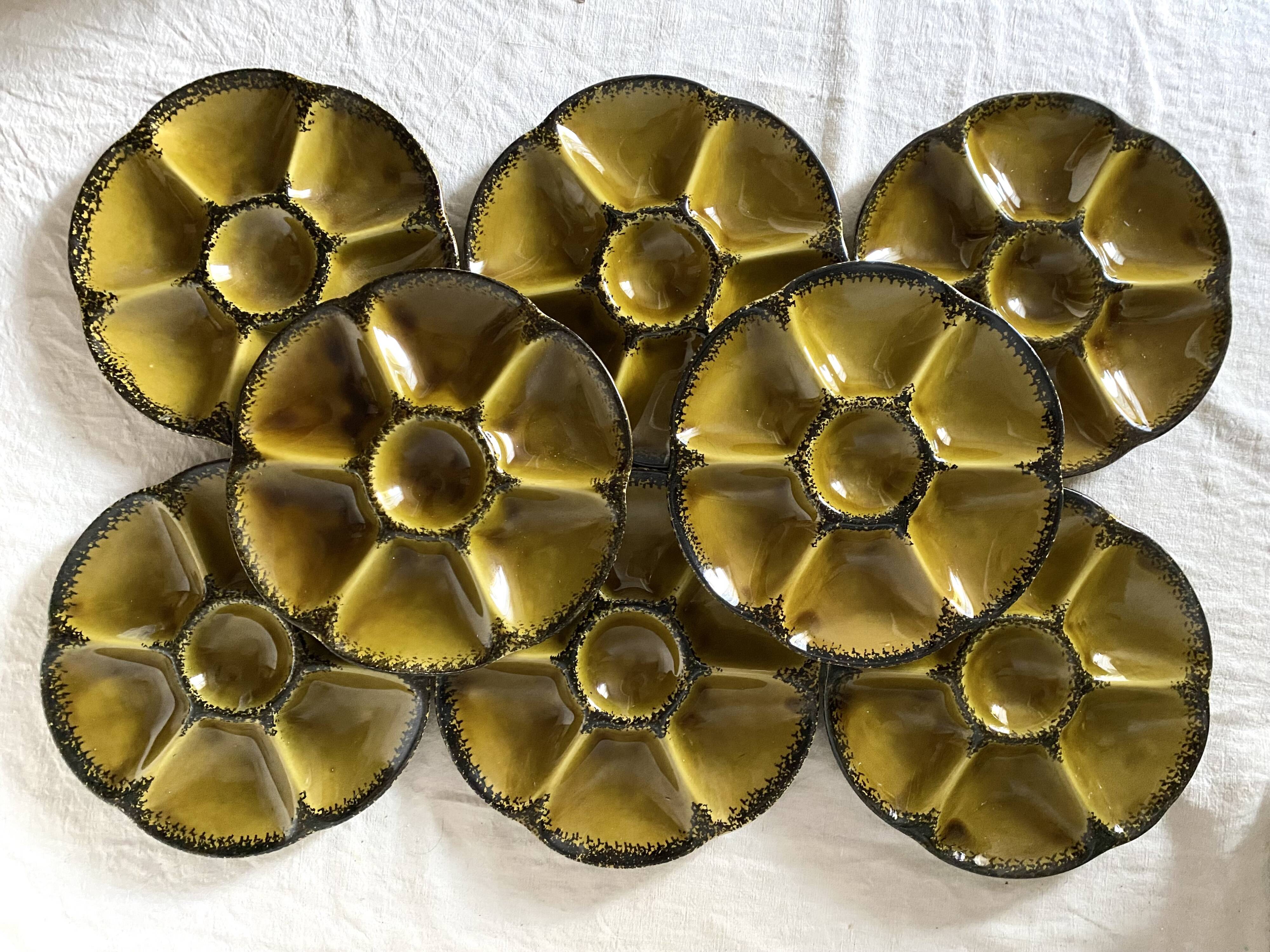 Vintage ceramic oyster plates from Gien