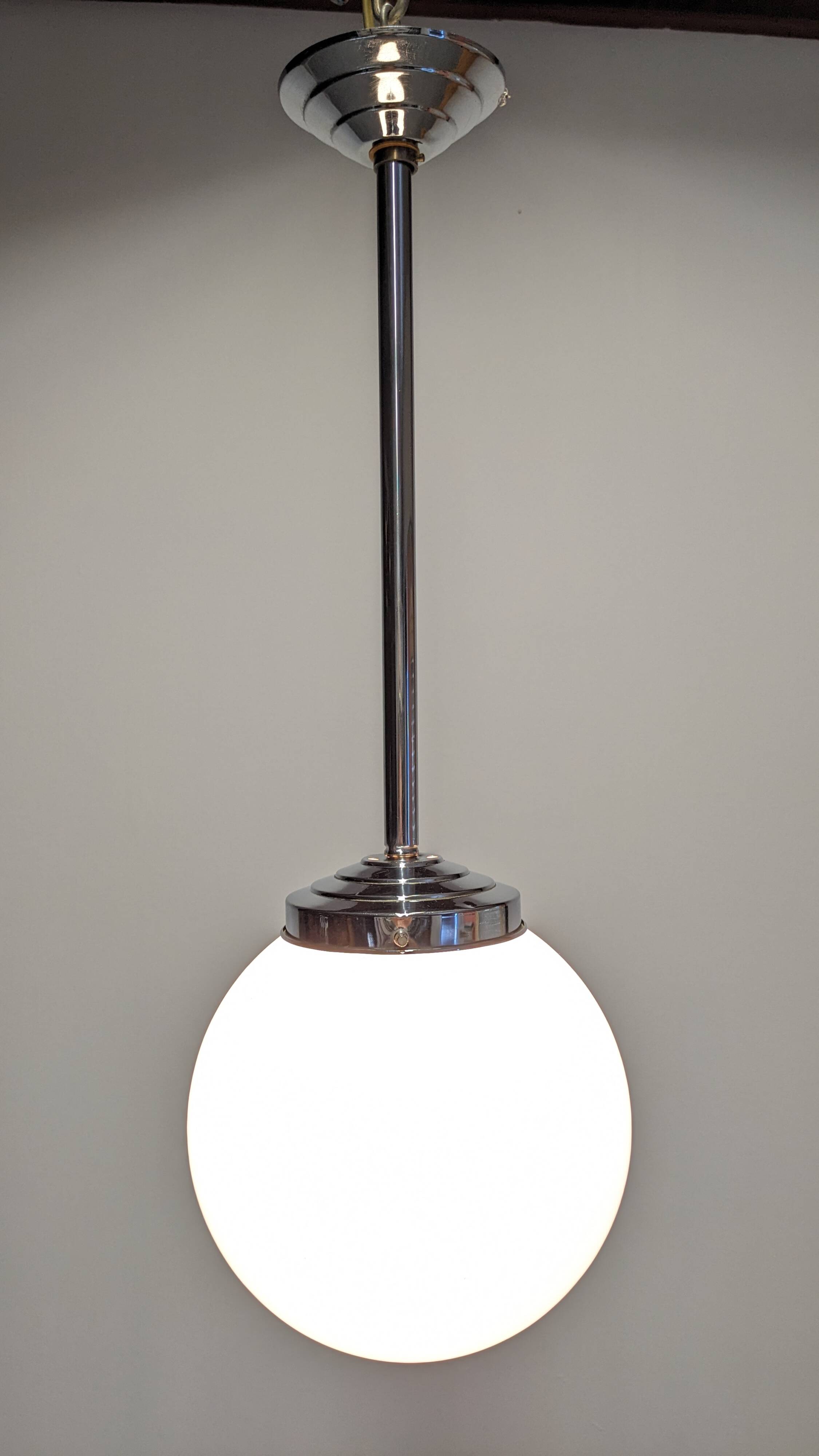 Art Deco opaline ball pendant light circa 1930