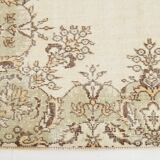 6x9 Ft Ecru-cream vintage rug, Floral design cream and brown rug.