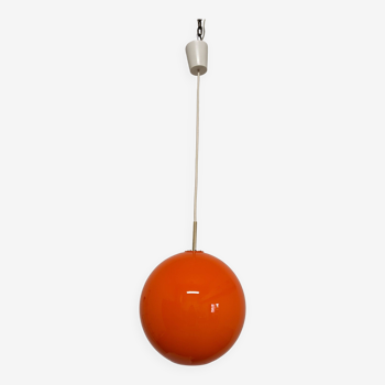 Suspension boule XL en opaline orange des années 60/70