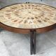 Table basse céramique Roger Capron Vallauris décor herbier