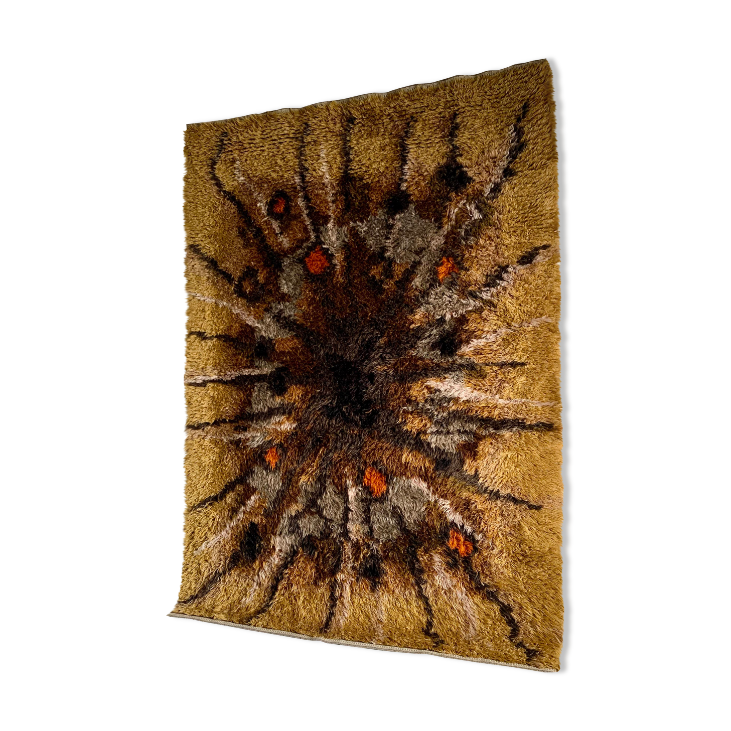 Vintage Swedish Brown High Pile Carpet