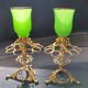 Paire de porte cigares en opaline verte (uranium/ouraline) Napoléon III