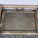 Pair of vintage bedside tables, with 3 drawers, bamboo and rattan