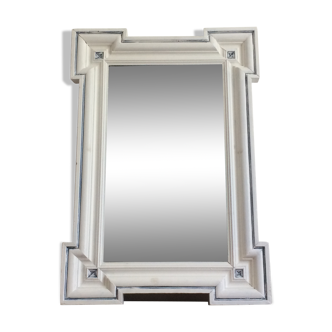 Miroir glace biseauté blanc et gris 78x53cm