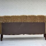 1960s, 3-seater Danish sofa, green furniture velour, ash wood legs.