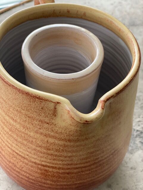 Sandstone pitcher with ice compartment
