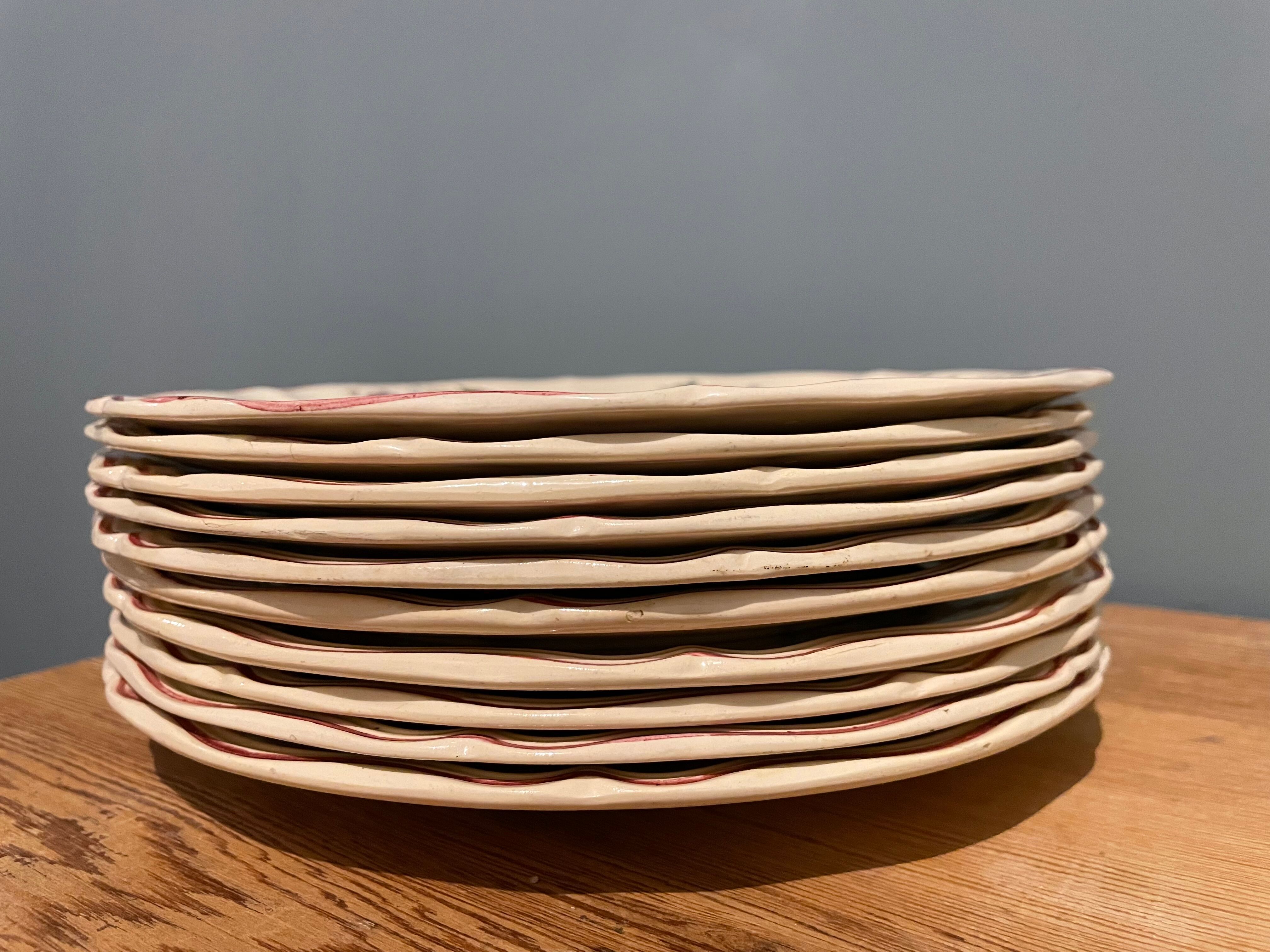 Set of 10 small plates Digoin Sarreguemines, Agreste model