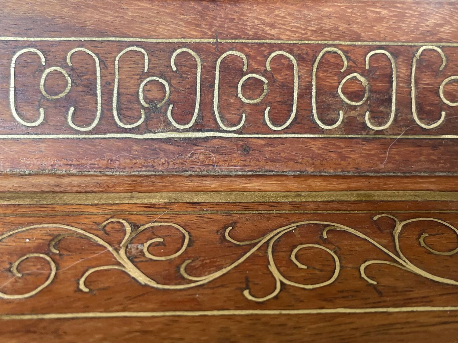 19th century wooden and brass tray