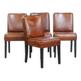 Luxury set of 4 comfortable dining chairs made of sheepskin leather
