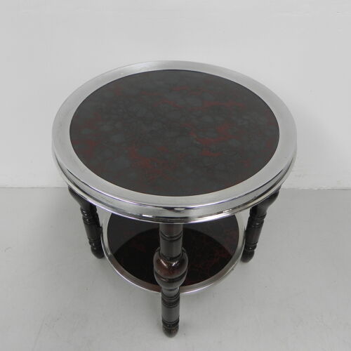 Art Deco side table with 2 glass tops in chrome rim