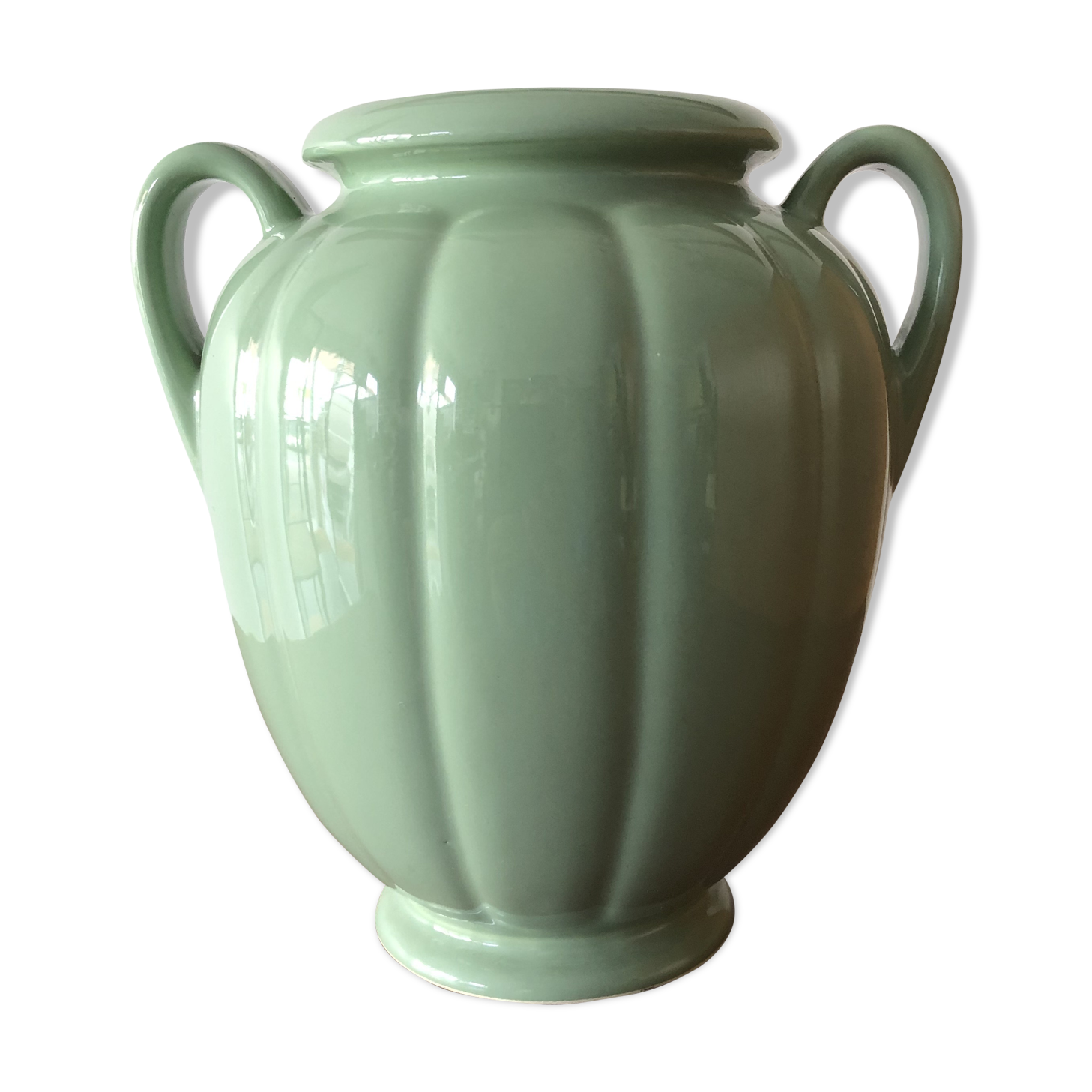 Green vintage water vase