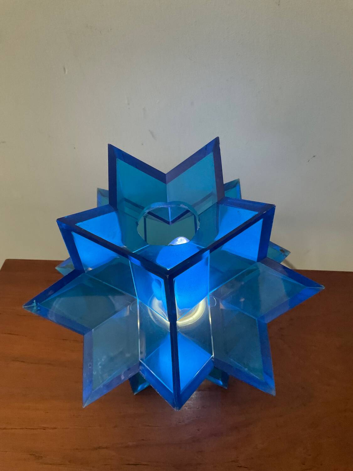 Vintage blue plexiglass star lamp