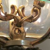 Lantern, chandelier 2 lights, glass and bronze