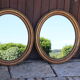 Pair of oval mirrors from the Louis Philippe period in gilded wood.