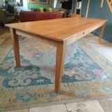 Solid oak farmhouse table, gilded and patinated, two drawers, 260 x 100 cm