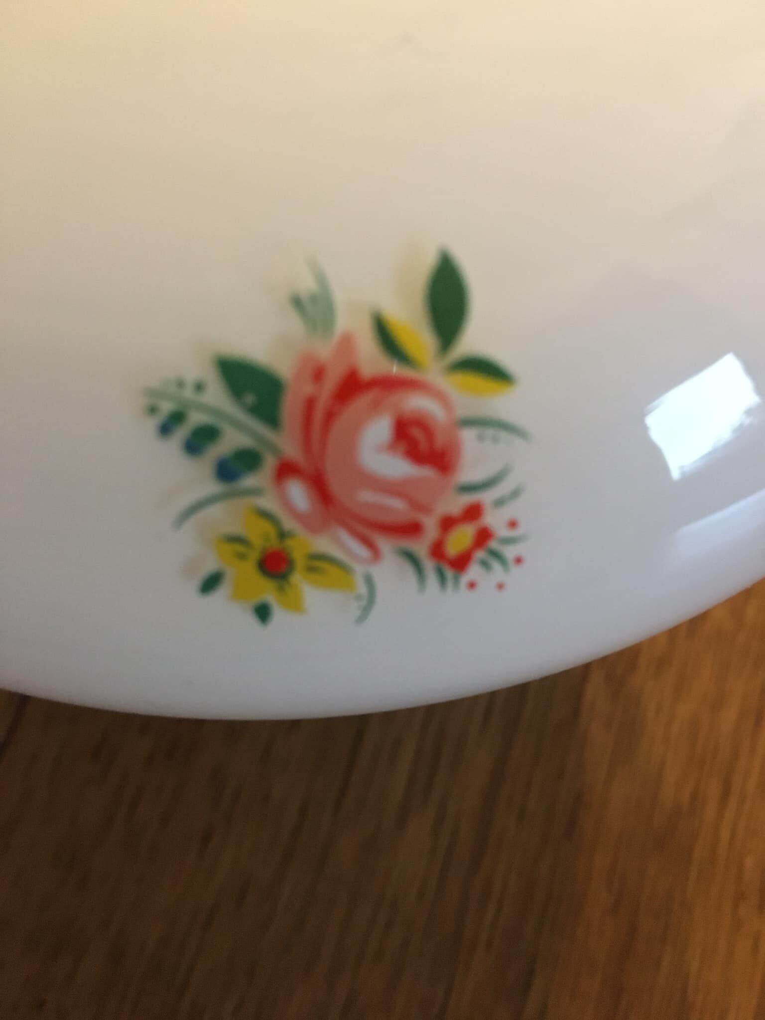 White opaline tulip with skirt stocking and floral patterns