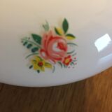 White opaline tulip with skirt stocking and floral patterns