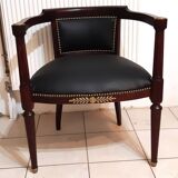 fauteuil de bureau style Louis XVI, acajou ,fin XIXè restauré à neuf