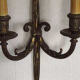 Pair French Louis XV Ribbons And Bows Bronze Double Wall Lights 5411