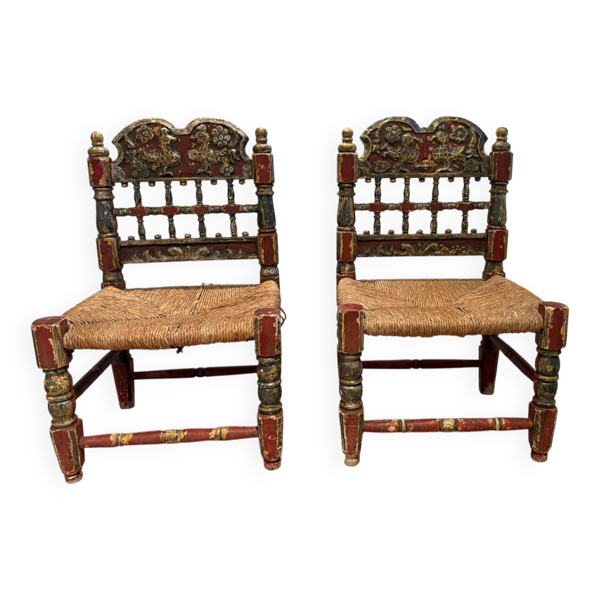 Lot de 2 Fauteuils espagnol XIX siècle
