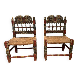 Set of 2 Spanish Armchairs from the 19th Century