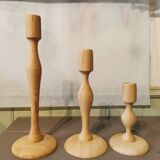 Trio of cedar wood candle holders Morocco