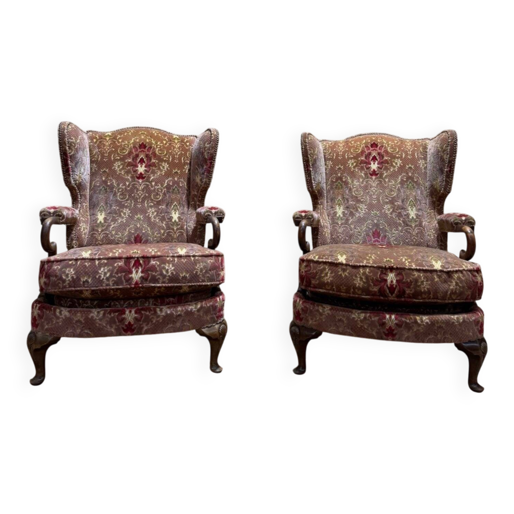 Paire de fauteuils - bergères à oreilles Anglais