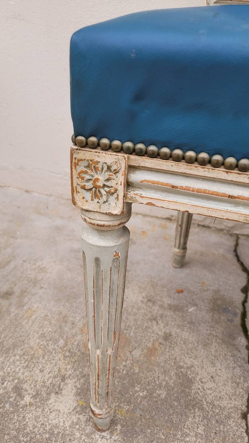 Pair of antique Louis XVI style chairs with patina