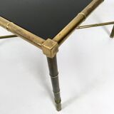 Brass and black opaline glass coffee table, France  1950s