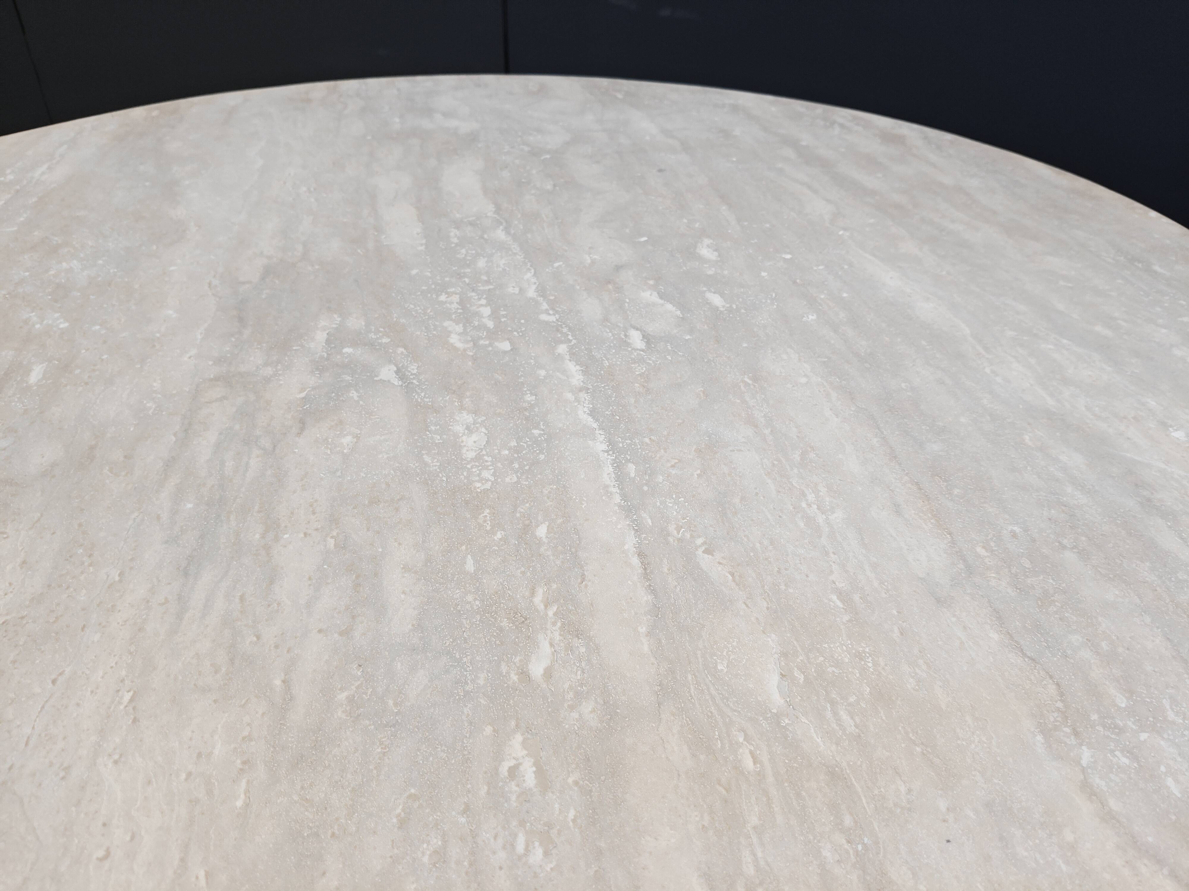 Round italian travertine dining table 1970s