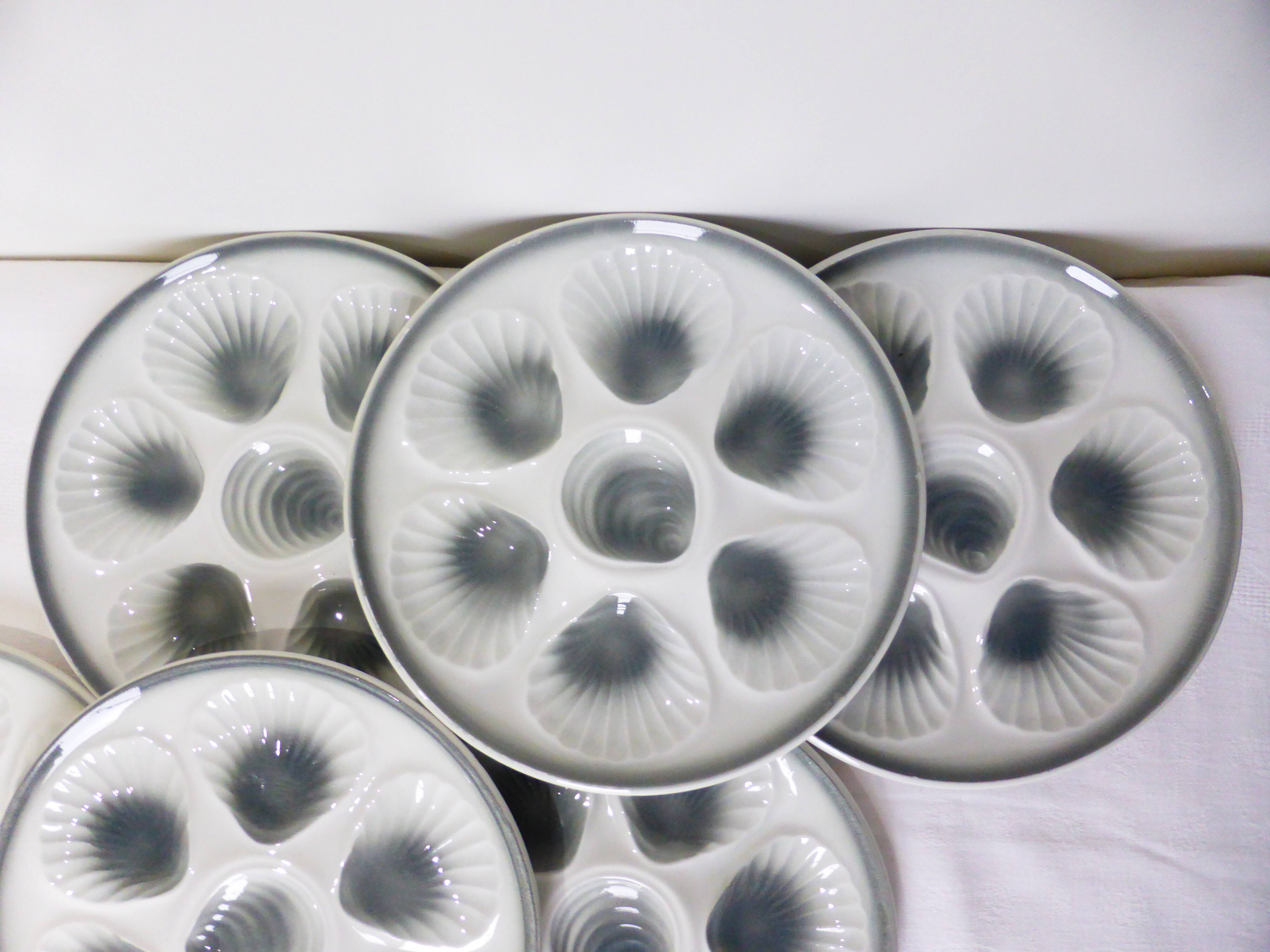 6 vintage oyster plates from Moulin des Loups and Orchies