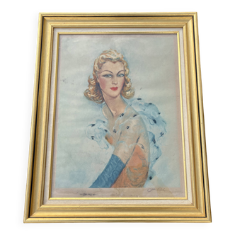 Painting Portrait of a Woman Cesar VILOT Art Deco