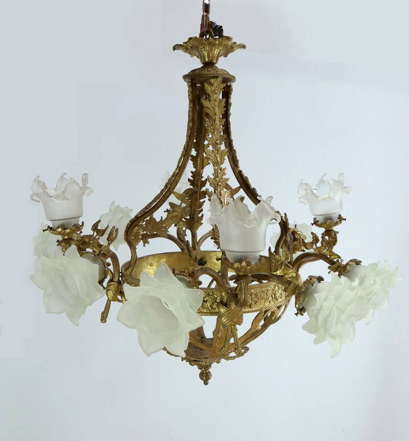 12-Light Chandelier in Gilded Bronze, Napoleon III Style – Late 19th Century