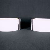 Pair of mid-century wall lamps in black metal and perspex, france