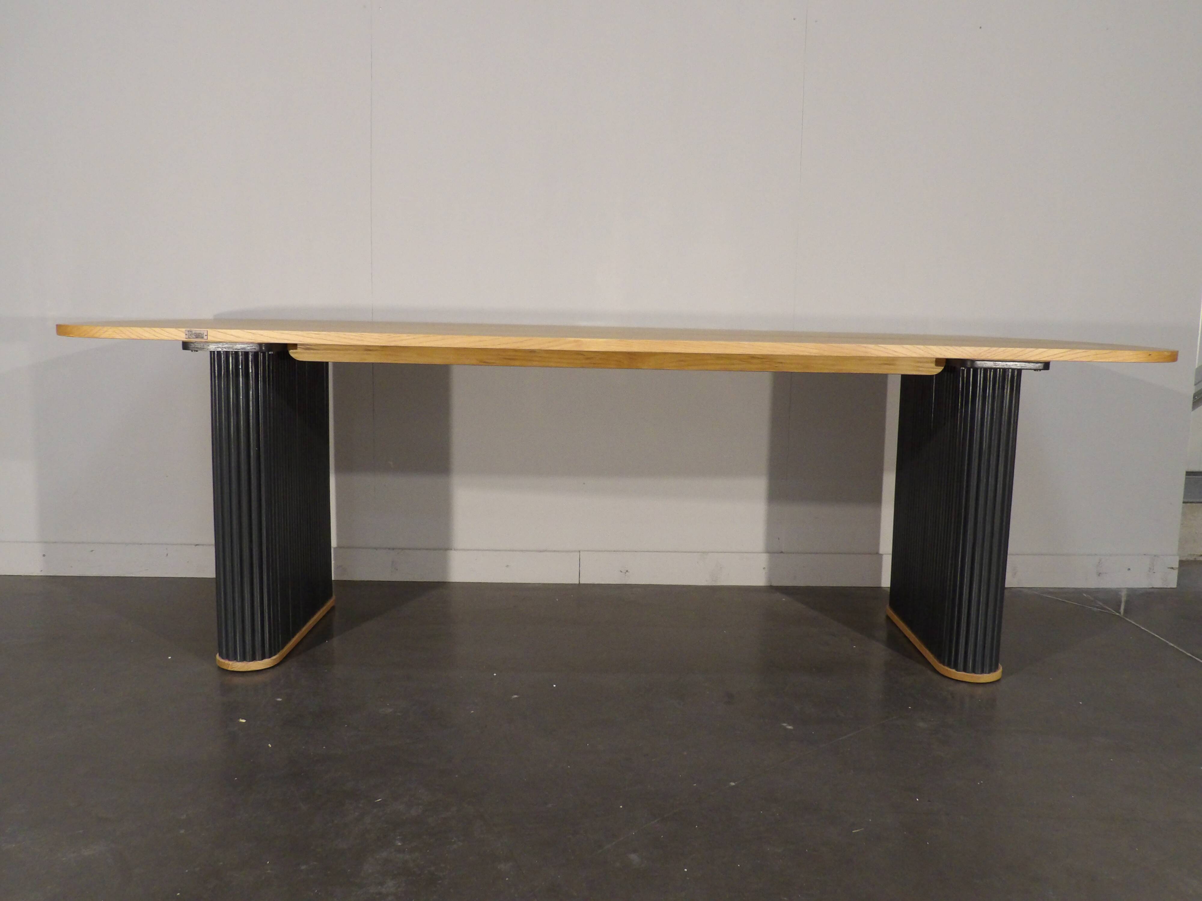 Contemporary oak dining table, seats 10