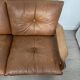 Scandinavian sofa in brown leather and solid wood