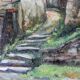 Oil on cardboard signed - View of a village