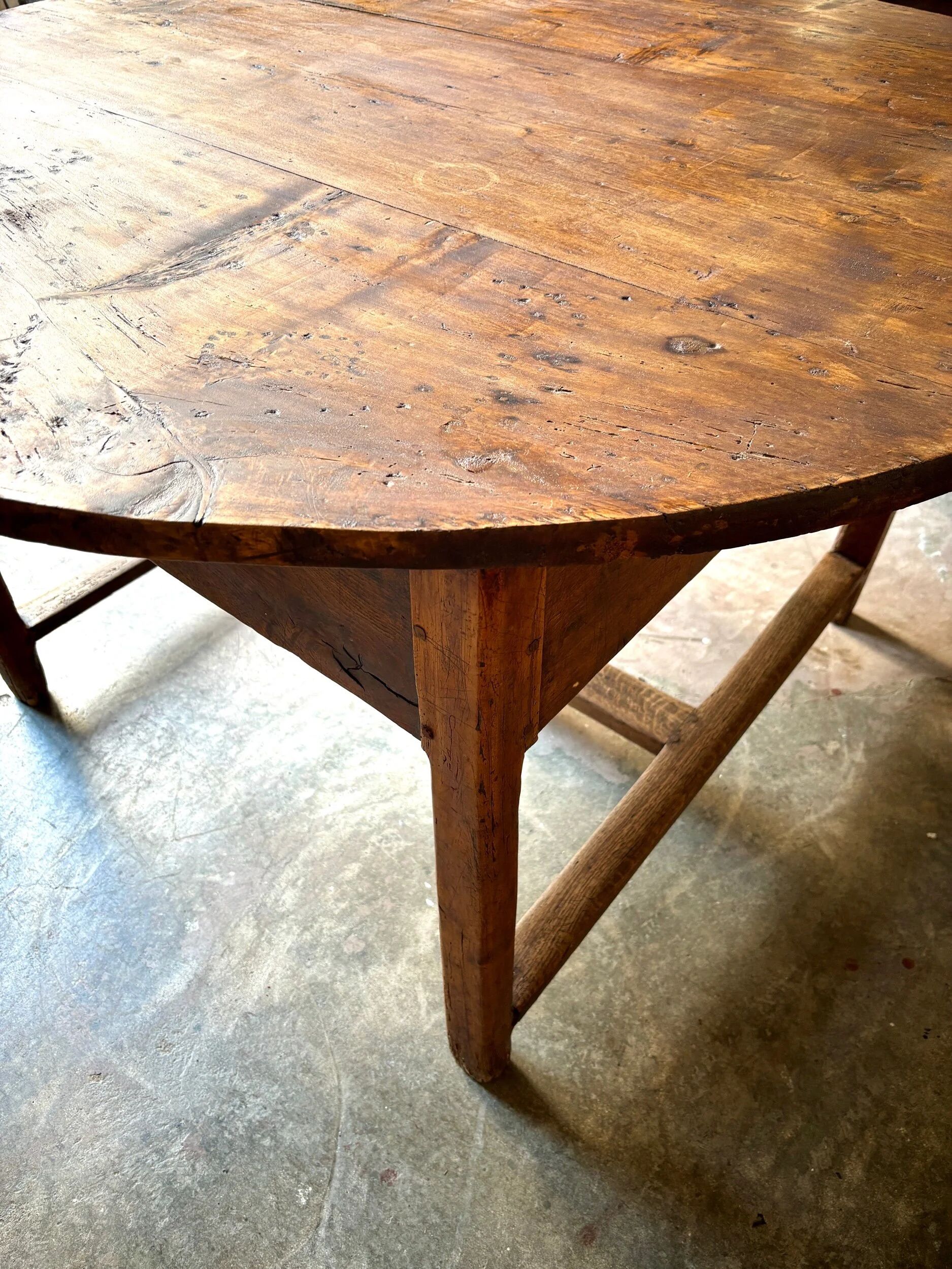 Round wooden farmhouse table