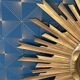 Old gilded wood sun mirror, 70 cm, mid-20th century