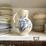 Sarreguemines pitcher, iron earthenware jug, "Narcissus" service