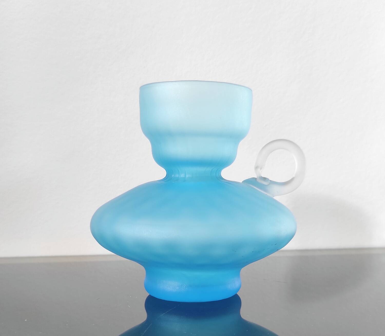 Vintage frosted glass candlestick - 60s 70s design