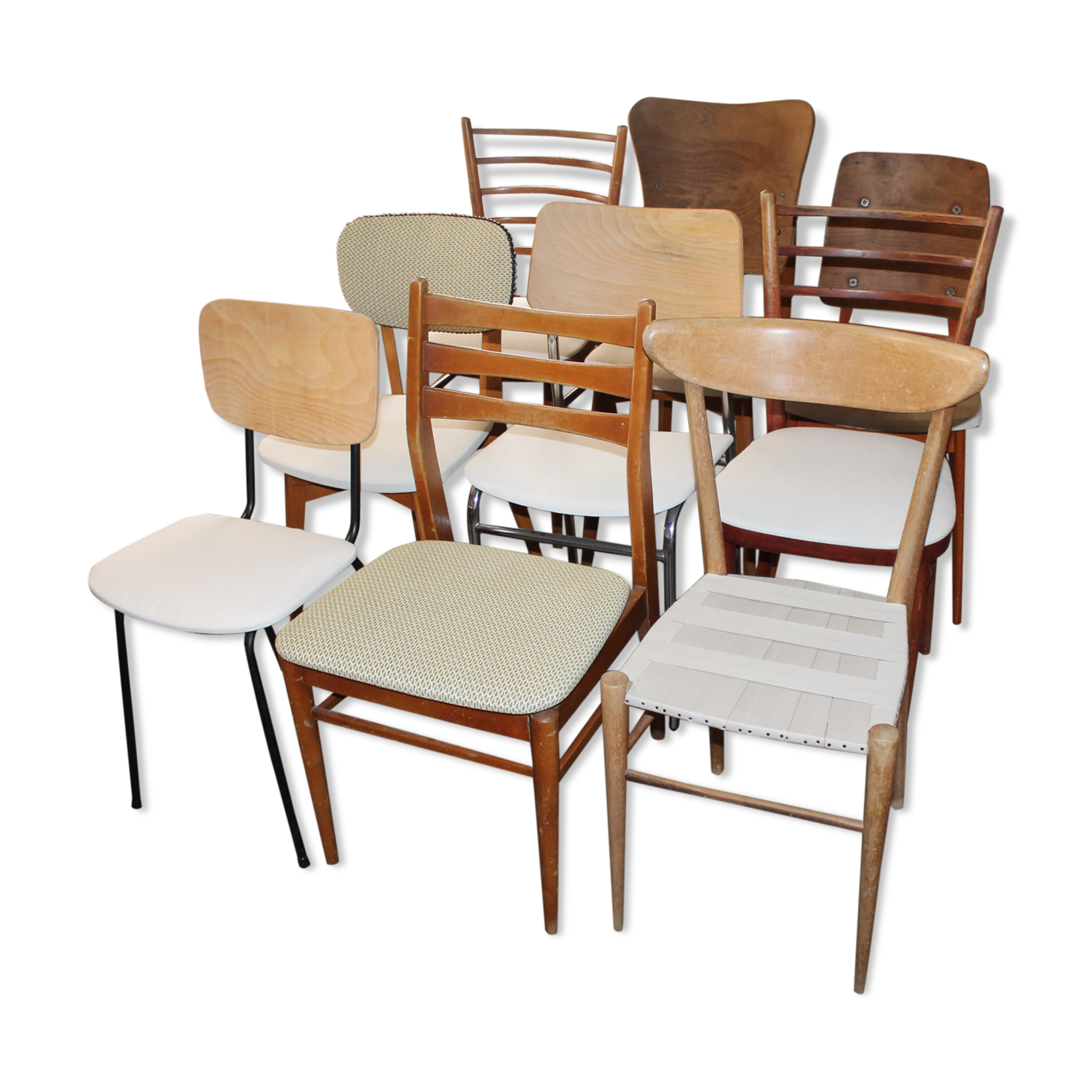 Lot of 9 retaped vintage chairs