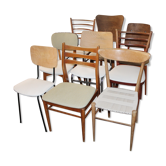 Lot de 9 chaises vintage retapissées