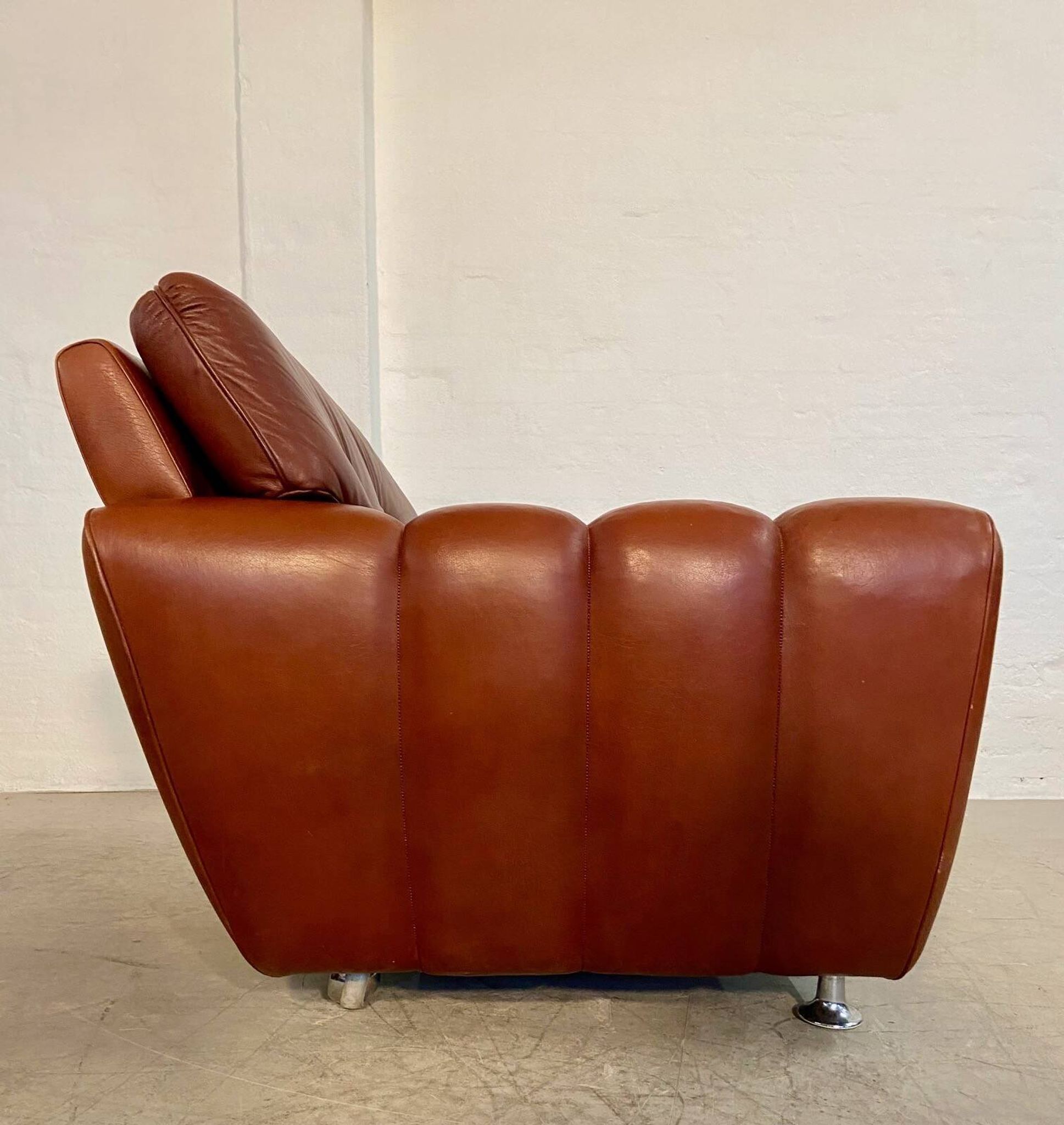 Vintage Danish mid-century Svend Skipper leather club chair 1970s