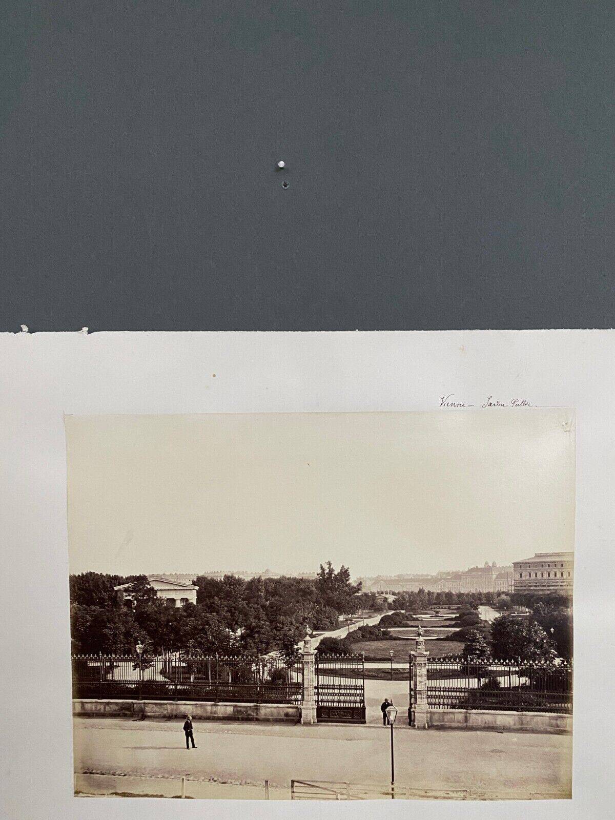 Photo Vienne - Public Garden 19th century albumen laminated cardboard