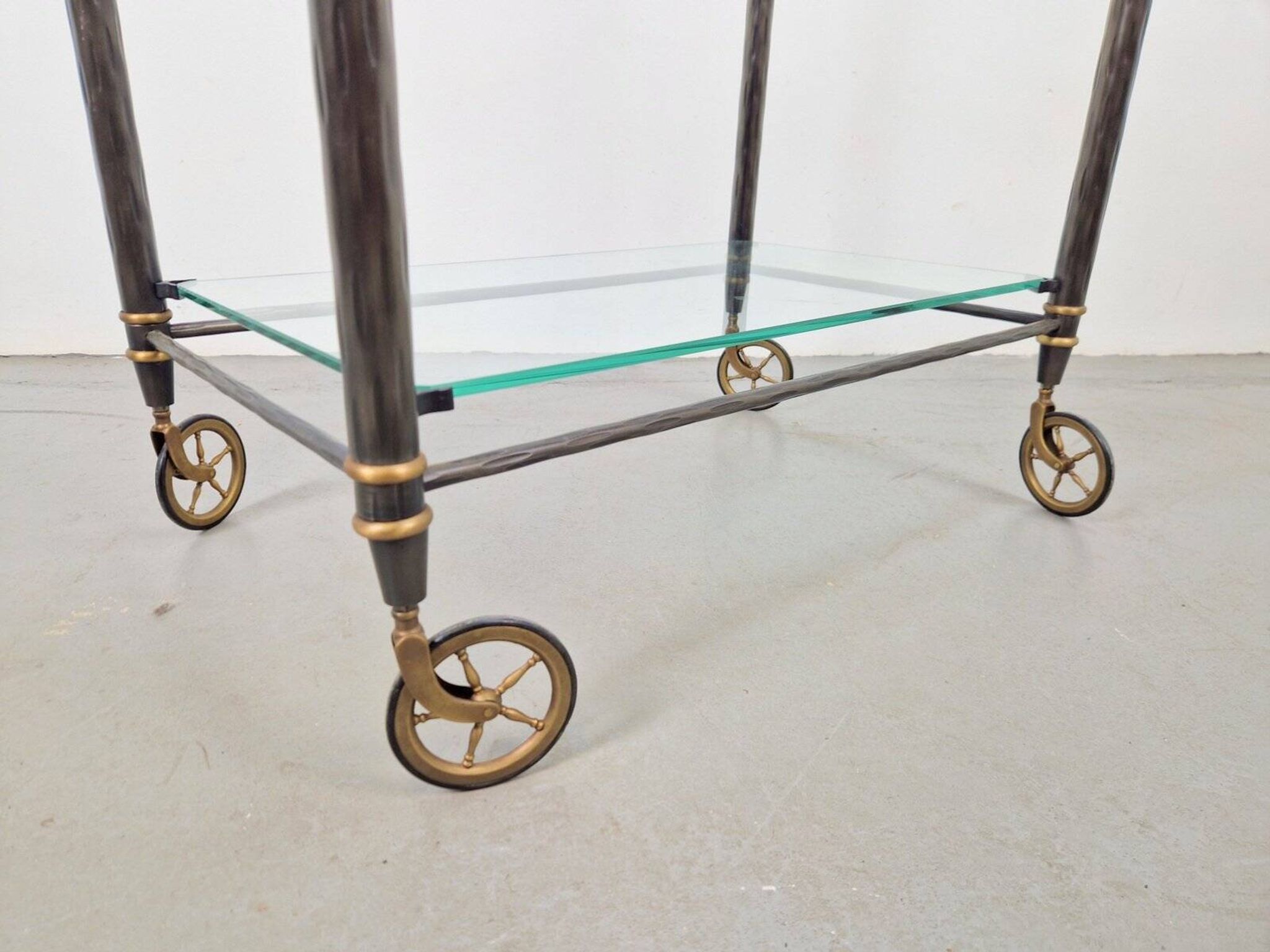 Regency Brass and Glass Serving Trolley, Italy, 1970s
