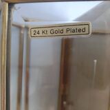 Pair of wall sconces in gold-plated brass with bevelled glass, Italian.