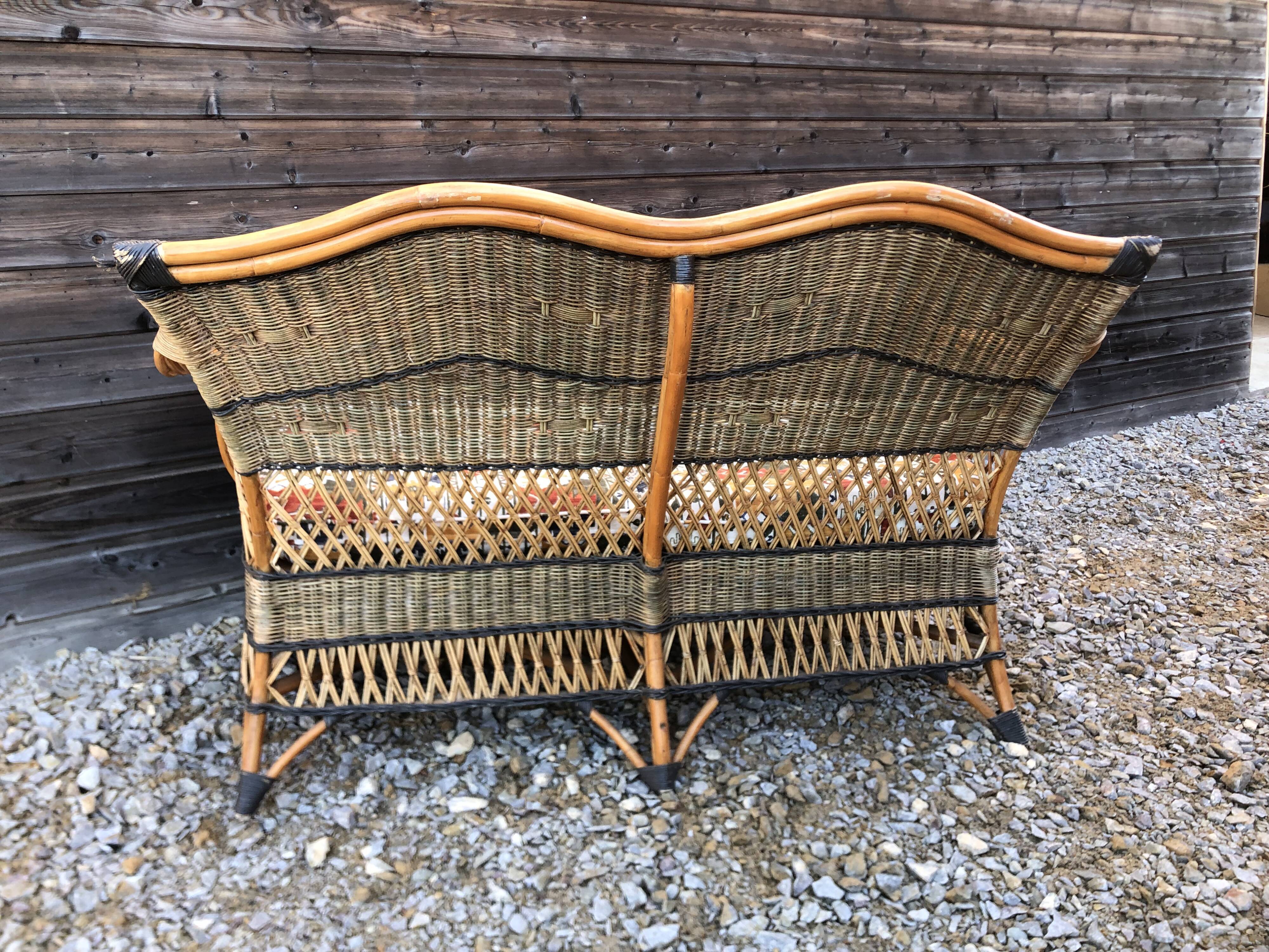 2-seater rattan sofa